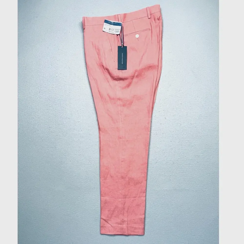 Tommy Hilfiger Modern Fit Linen Men's Suit Pants light red, 34x30 $125